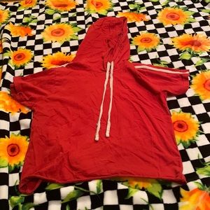 Cropped short sleeve hoodie